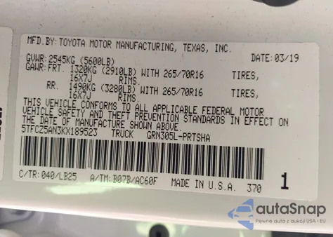 2019 Toyota Tacoma Trd Pro из США, поврежденный, VIN 5TFCZ5AN3KX189523